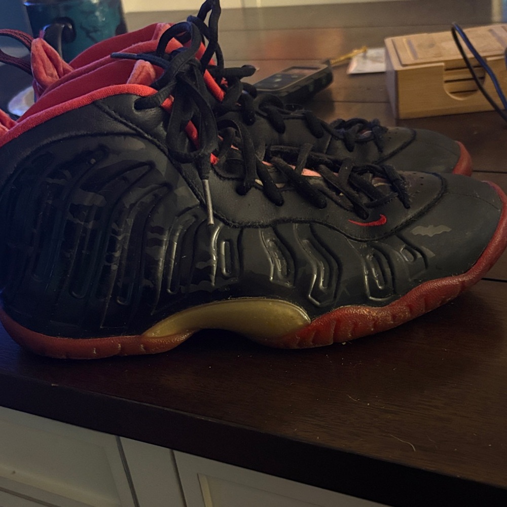 Jordan Kids Black and Red Sneakers with Gold Accents